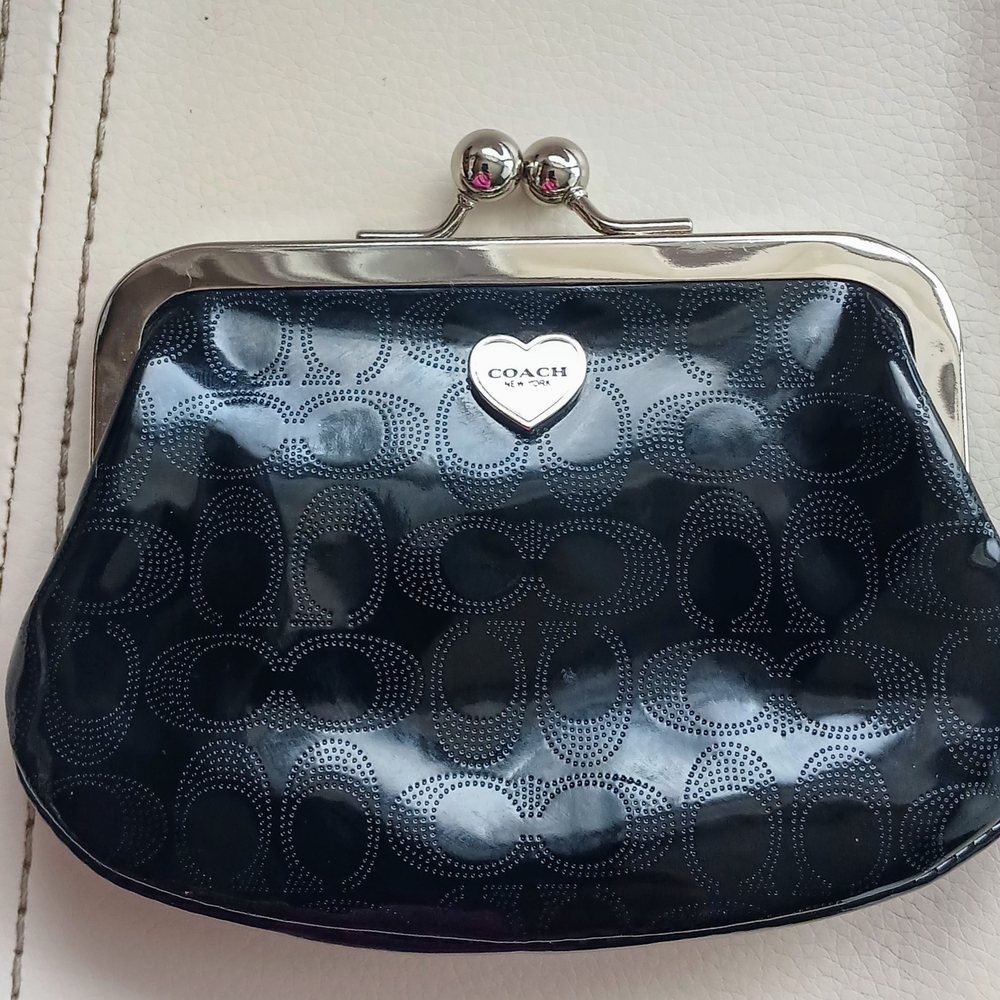 Coach Black Coin Purse/ Pattent Leather Wallet /Vintage